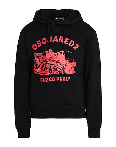 DSQUARED2 Hooded track jacket  Black 100% Cotton, Elastane