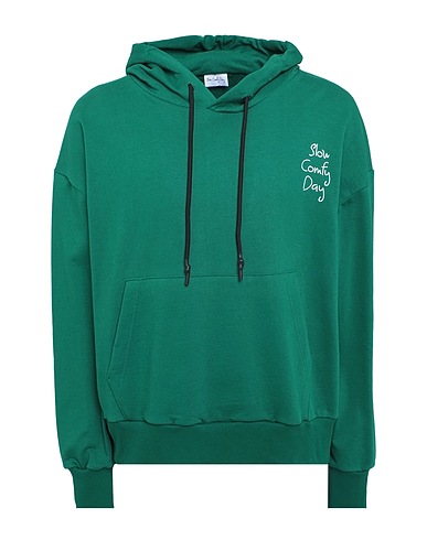 SLOW COMFY DAY Hooded track jacket  Emerald green 100% Cotton