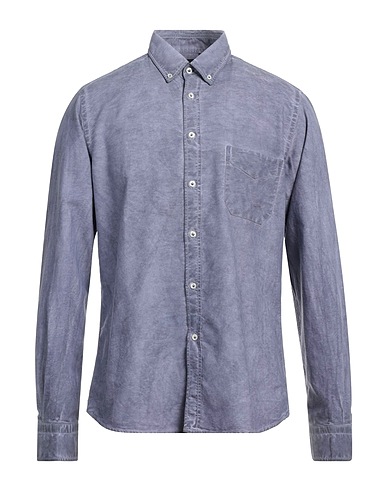 PLOUMANAC'H Solid colour shirt Slate blue 100% Cotton