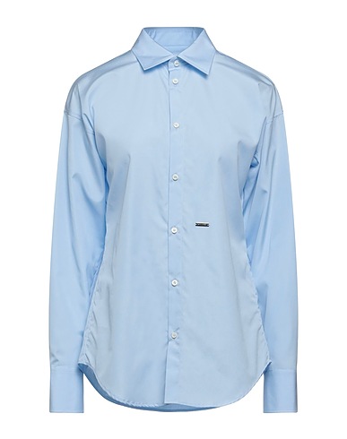 DSQUARED2 Solid color shirts & blouses Sky blue 100% Cotton