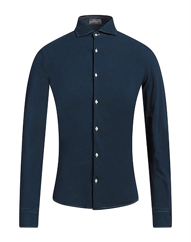 ROSSOPURO Solid colour shirt Midnight blue 100% Cotton