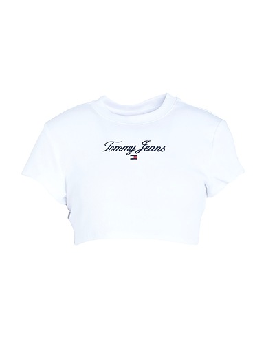 TOMMY JEANS Crop top White 95% Cotton, 5% Elastane