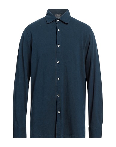 ROSSOPURO Solid color shirt Midnight blue 100% Cotton