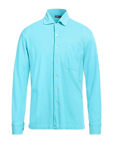 ROSSOPURO Solid colour shirt Turquoise 100% Cotton