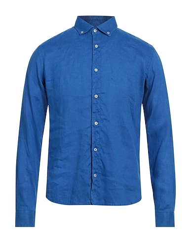ROSSOPURO Chemise de couleur unie Bleu électrique 100% Lin