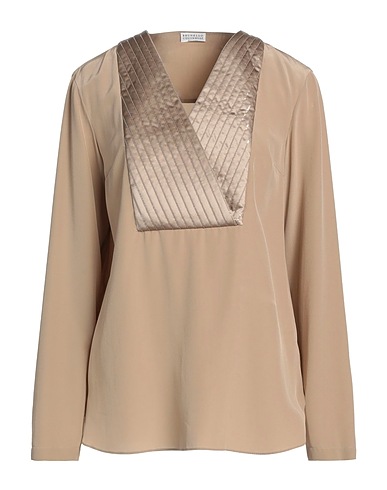 BRUNELLO CUCINELLI Silk top Khaki 100% Silk, Polyester, Elastane