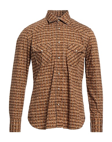 TINTORIA MATTEI 954 Patterned shirt Brown 100% Cotton