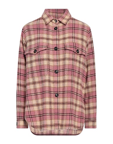 CIRCOLO 1901 Checked shirt Mauve 90% Virgin Wool, 10% Cashmere