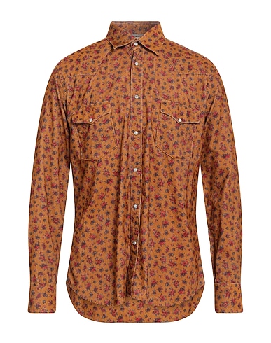 TINTORIA MATTEI 954 Camicia fantasia Cammello 100% Cotone