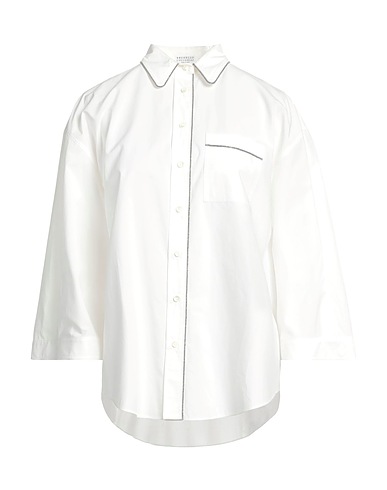 BRUNELLO CUCINELLI Shirts White 100% Cotton, Brass