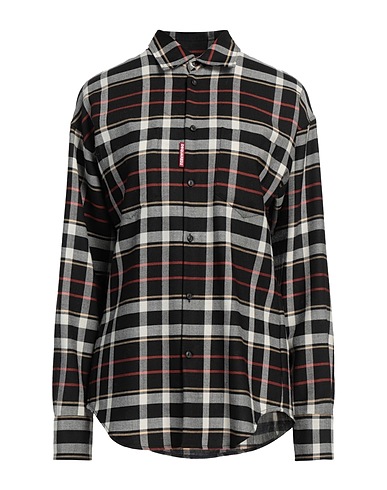 DSQUARED2 Camicia a quadri Nero 60% Lana, 40% Viscosa