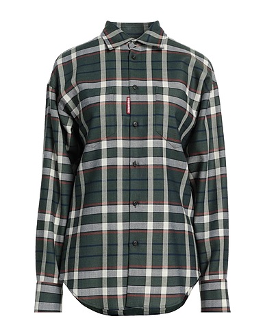 DSQUARED2 Checked shirt Dark green 60% Wool, 40% Viscose