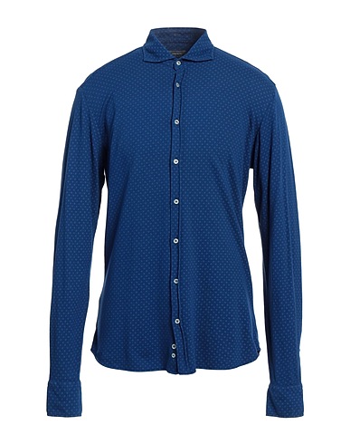 ROSSOPURO Patterned shirt Blue 95% Cotton, 5% Elastane