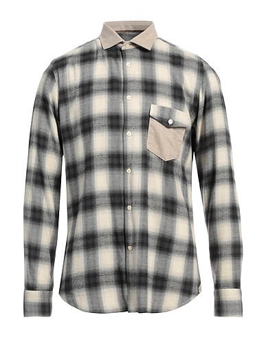 TINTORIA MATTEI 954 Checked shirt Grey 60% Cotton, 40% Viscose, Polyester, Elastane