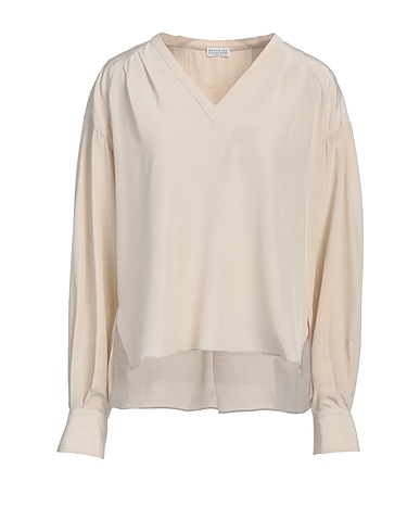 BRUNELLO CUCINELLI Silk top Beige 100% Silk, Brass