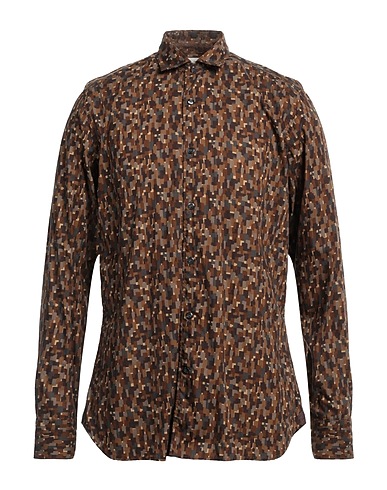 TINTORIA MATTEI 954 Patterned shirt Brown 100% Cotton