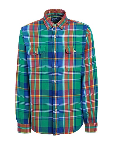 POLO RALPH LAUREN Рубашка в клетку CLASSIC FIT PLAID TWILL WORKSHIRT
 Зелёный 100% Хлопок