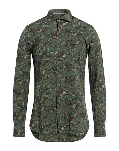 TINTORIA MATTEI 954 Patterned shirt Military green 100% Viscose
