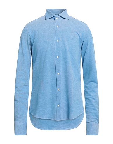 ROSSOPURO Patterned shirt Azure 100% Cotton