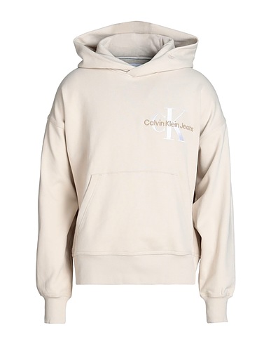 CALVIN KLEIN JEANS Hooded track jacket  Beige 85% Cotton, 15% Polyester, Elastane