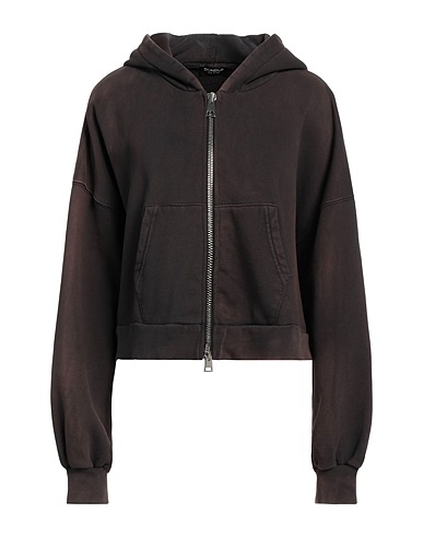 DONDUP Hooded track jacket  Dark brown 100% Cotton