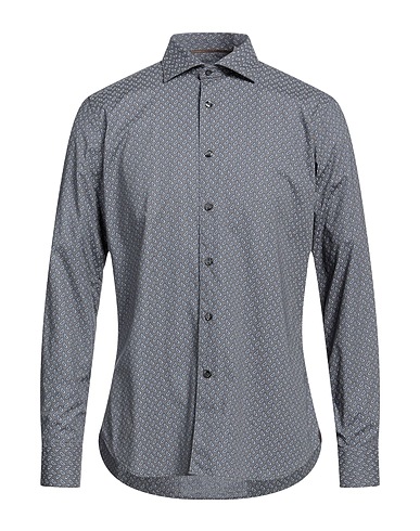 TINTORIA MATTEI 954 Patterned shirt Lead 100% Cotton
