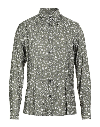 DANIELE ALESSANDRINI HOMME Рубашка с рисунком VERDE MILITARE 55% Вискоза, 45% Хлопок
