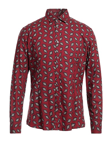 DANIELE ALESSANDRINI HOMME Patterned shirt Burgundy 60% Viscose, 40% Cotton