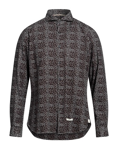 TINTORIA MATTEI 954 Patterned shirt Dark brown 100% Cotton