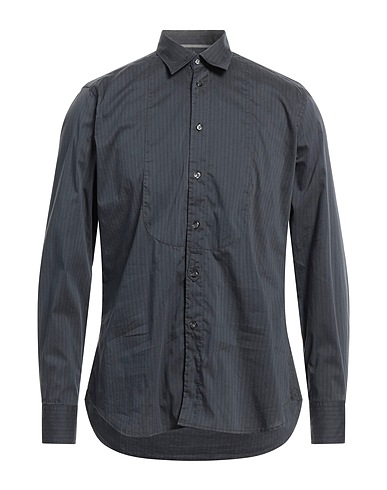 TINTORIA MATTEI 954 Striped shirt Charcoal 70% Cotton, 27% Polyamide, 3% Elastane
