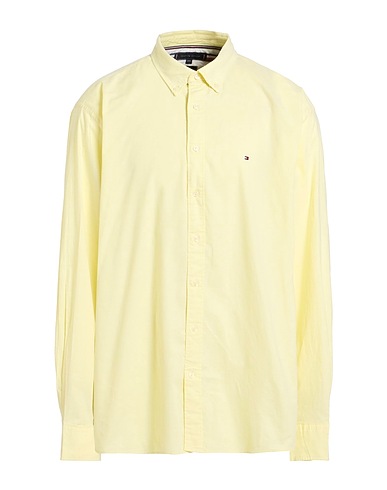 TOMMY HILFIGER 솔리드 컬러 셔츠 옐로우 97% 코튼, 3% 엘라스테인