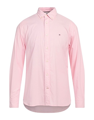 TOMMY HILFIGER Solid colour shirt Pink 97% Cotton, 3% Elastane