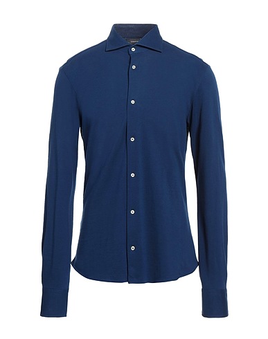 ROSSOPURO Solid colour shirt Navy blue 100% Cotton