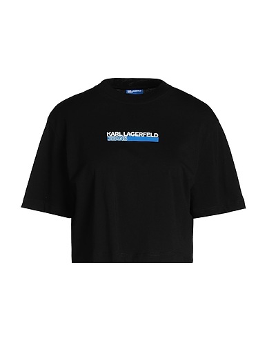 KARL LAGERFELD JEANS Crop top KLJ BOXY REGULAR SSLV TEE Black 100% Organic cotton