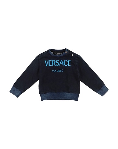 VERSACE YOUNG Sweatshirt Midnight blue 90% Cotton, 8% Polyester, 2% Elastane
