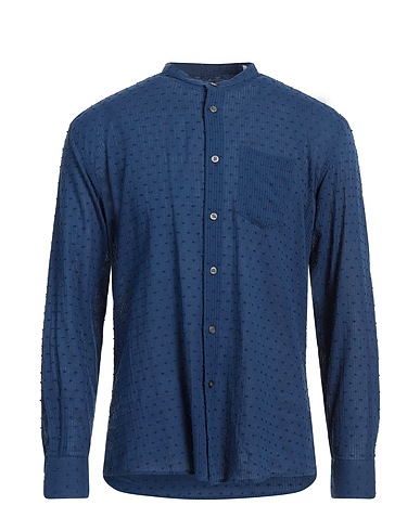 DANIELE ALESSANDRINI HOMME Solid color shirt Blue 100% Cotton