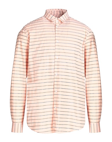 8 by YOOX Striped shirt REGULAR FIT LONG SLEEVES SHIRT Light pink 93% Cotton, 7% Silk