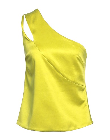 MALLONI One-shoulder top Lime green 55% Viscose, 45% Cupro