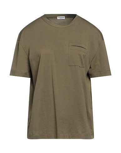 BRUNELLO CUCINELLI 베이직 티셔츠 밀리터리 그린 100% 코튼, 브라스