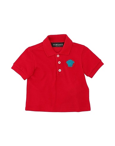 VERSACE YOUNG Polo shirt Red 100% Cotton, Viscose