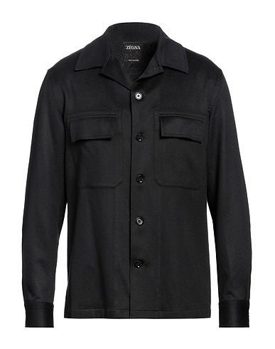 ZEGNA Solid color shirt Black 100% Cashmere