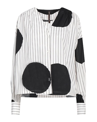 MANILA GRACE Striped shirt White 97% Cotton, 3% Elastane