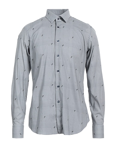 BRANCACCIO Patterned shirt Midnight blue 97% Cotton, 3% Elastane