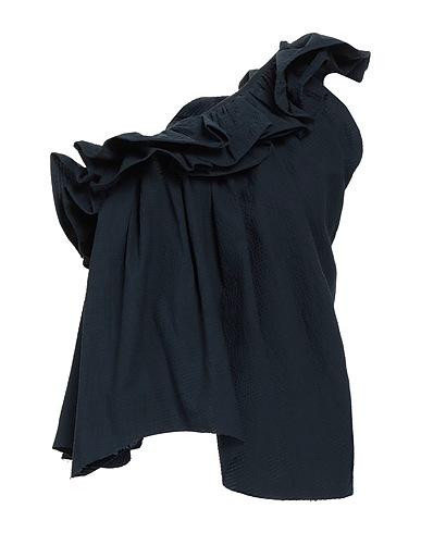 MARQUES' ALMEIDA One-shoulder top Midnight blue 100% Cotton