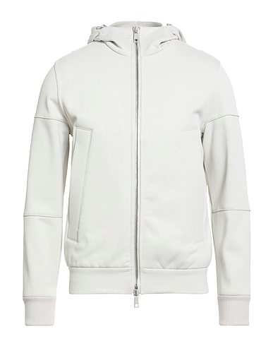 PAOLO PECORA Hooded track jacket  Off white 57% Cotton, 43% Polyamide