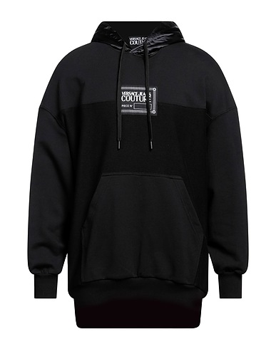 VERSACE JEANS COUTURE Hooded track jacket  Black 100% Cotton