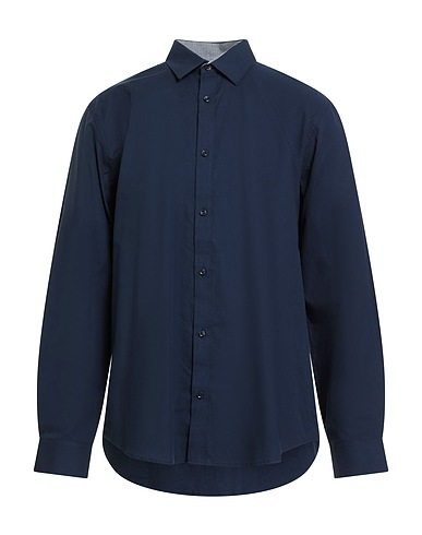 JACK & JONES Solid color shirt PREMIUM Navy 100% Cotton