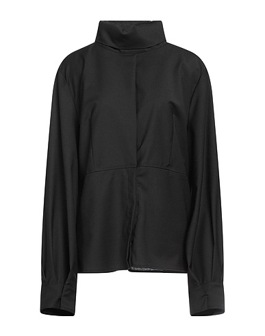 MALLONI Solid color shirts & blouses Black 54% Polyester, 44% Virgin Wool, 2% Elastane