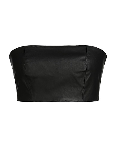 8 by YOOX Bustier LEATHER BANDEAU TOP Black 100% Lambskin