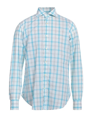 CALIBAN Checked shirt White 100% Cotton